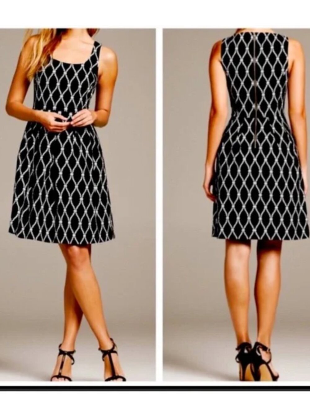 Banana Republic Rope Print Dress in Black & White Size 6 - Picture 2 of 13